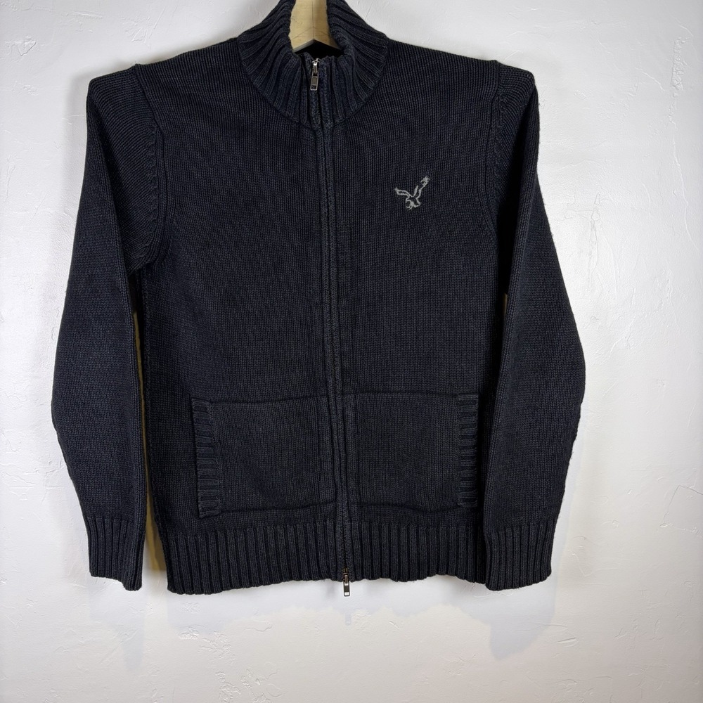 American Eagle Cotton‎ Wool Blend Men's Sweater Size XLT Black Preppy Capsule